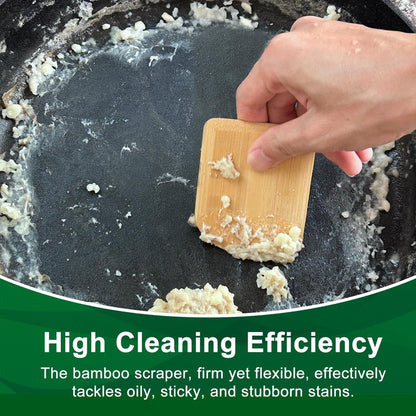 Bamboo Pan Scraper, Pot Scraper, Food Scraper, Kitchen Scraper Tools for Cast Iron Skillets, Cookware, Dishes, Pans and Pots (4 Pcs)