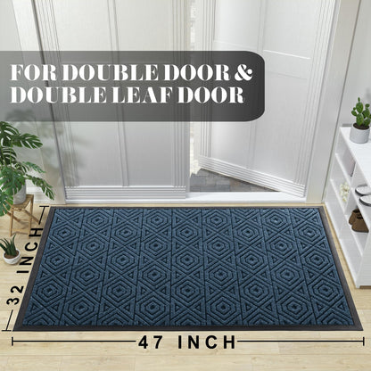 Yimobra Door Mat, Outdoor Indoor Entrance Welcome Mat, Heavy Entry Front Door Mat, Stain & Fade Resistant, Low Profile, Sturdy Rubber, Easy Clean Patio Floor Mat, Waterproof, 60 x 36,Blue