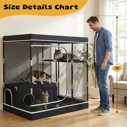 Large Cat Cage, Cat Enclosure Indoor, Cat Playpen for Adult Cats, Kittens & Small Animals, Multi-Level Kennel, Spacious Multi-Level Cat Cage for Indoor Use, Safe Playpen for Small Pets