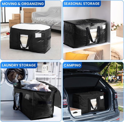 TAILI Extra Large Moving Bags - 4 Pack Heavy Duty Totes with Visible Window & Wrap Around Handles