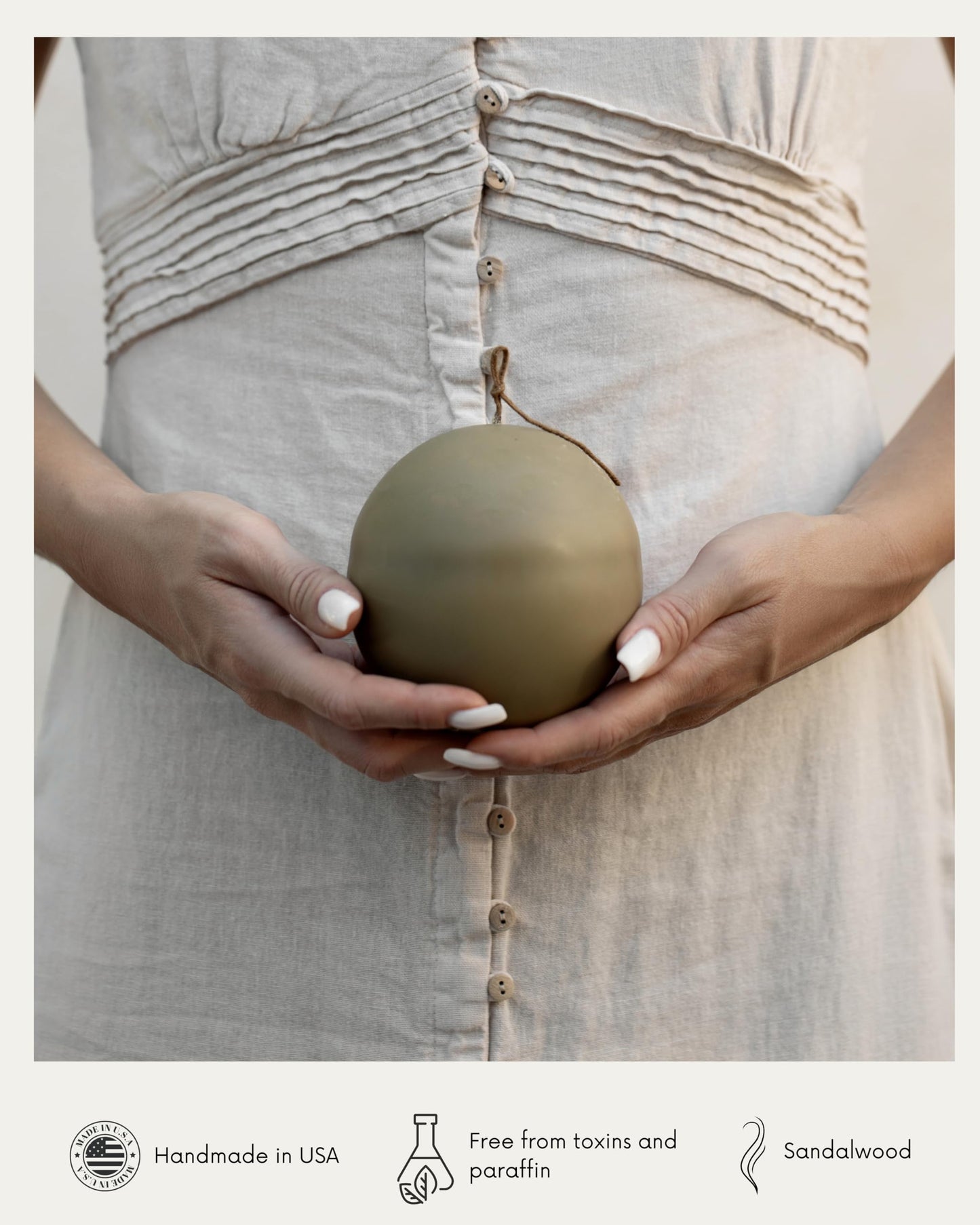 LAWA Imperfect Sphere Candle - Beautiful Handmade Pillar Scented Soy Wax Elegant Aesthetic Candle Housewarming Gift Home Room Shelf Decor Idea (Earthy Green, Large)