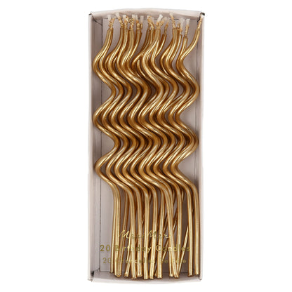 Meri Meri Swirly Tall Cake Candles (Pack of 20), 5" Tall Unscented Candles