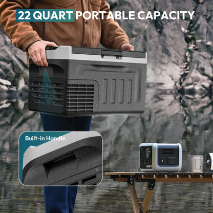 EUHOMY 12 Volt Refrigerator, 22QT(21L) 12V Cooler, Compressor Electric Cooler -4℉~68℉, 12V Fridge 12/24V DC 100-240V AC, Portable Freezer for Camping, Travel, Home, Truck