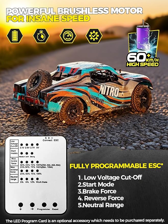 1/8 Scale Brushless RC Cars for AdultsMax 40mph Electric Off-Road Monster TruckWaterproof High Speed RC Car 4WD Remote Control Car with 3S Lipo 30+ Min Play All Terrain