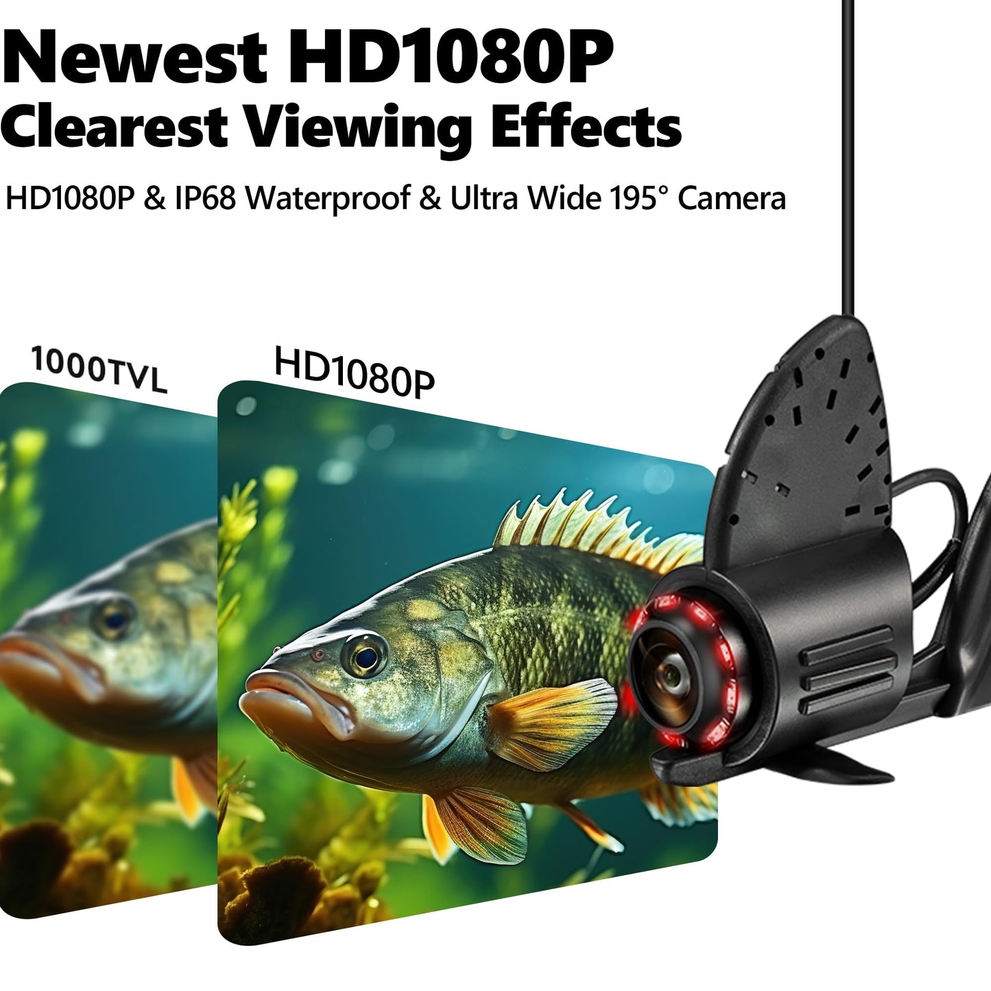 2026 𝐍𝐄𝐖 [Audio+Video Record] HD1080P Ice Fishing Camera w/DVR 32GB, 10000mAh, 5'' OLED, Ice Fishing Camera Underwater Portable Fish Finder Fishing Gift for Men, IR, Boat and Ice Fishing, 65FT