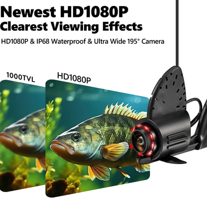 2026 𝐍𝐄𝐖 [Audio+Video Record] HD1080P Ice Fishing Camera w/DVR 32GB, 10000mAh, 5'' OLED, Ice Fishing Camera Underwater Portable Fish Finder Fishing Gift for Men, IR, Boat and Ice Fishing, 65FT