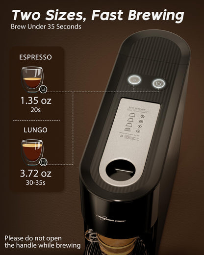 PURHUGO CHEF Espresso Machine Coffee Makers, Compatible with Nespresso Original Pods, One-Touch with Illuminated Brew Zone, 20 Bar Pump, 33.8oz Removable Tank, Compact Design, CM-C07-A
