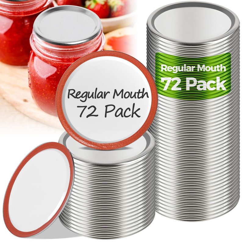 ComSaf 72 Pcs Mason Jar Lids Regular Mouth, Compatible with Electric Vacuum Sealers Canning Lids for Pickling, Fermenting, Jam Making, Canning Supplies, Fit for 2.75 inches Regular Mouth Mason Jars