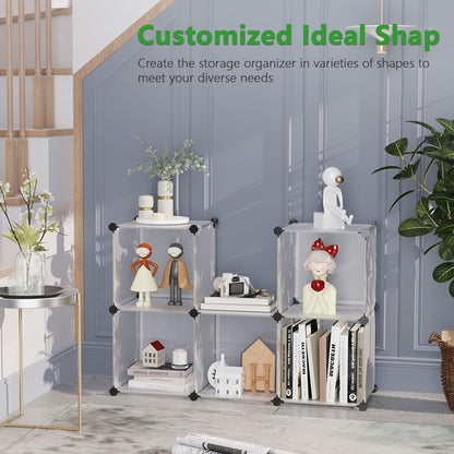 C&AHOME Cube Storage Organizer, 6-Cube Shelves Units, Closet Cabinet, DIY Plastic Modular Book Shelf, Ideal for Bedroom, Living Room, Office, 36.6" L x 12.4" W x 36.6" H Translucent White SBTM3506A