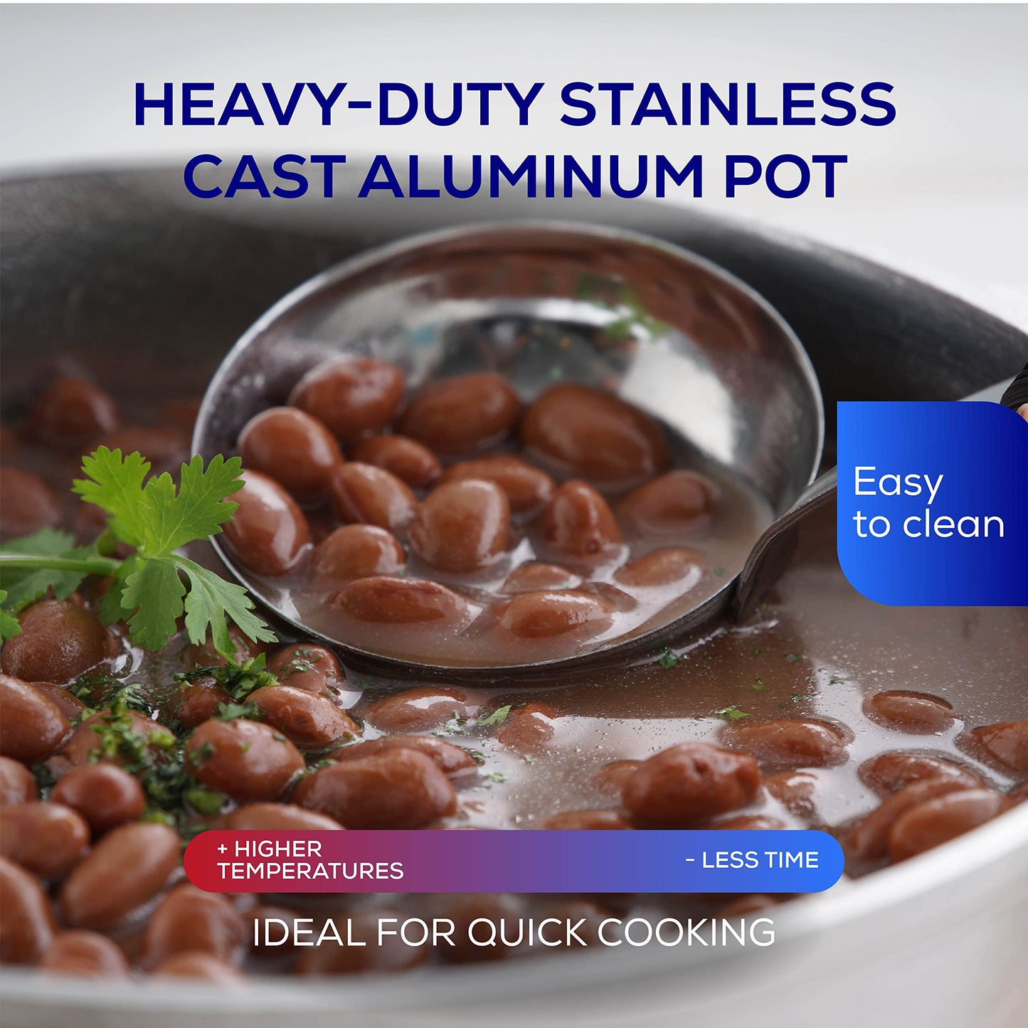 Universal (Professional Extra Large) Caldero 75 Cups - 27.7 QT / 26.6 L, Stainless Aluminum Pot, Even Heat Distribution and Fast Cooking Dutch Oven Pot with Ergonomic Handles, Ideal for Rice, and More