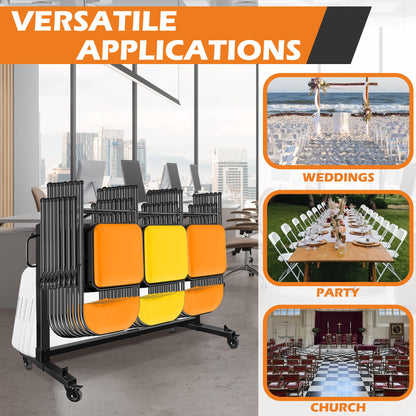 koretech Folding Chair Rack for 48 Chairs or 12 Tables, Folding Chair Cart with Wheels Heavy Duty, Chair Storage Dolly for Transport Organize Chairs