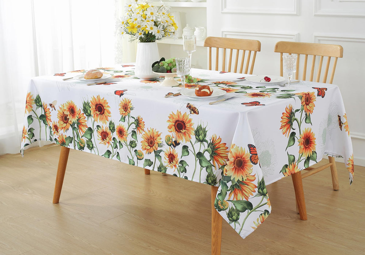 SASTYBALE Sunflower Tablecloth, White, 60x120 Inch Rectangle