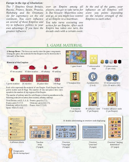 Rio Grande Games 7 Empires: Strategy Board Game 18th Century Medieval Empire Building for 2-6 Players Ages 14+