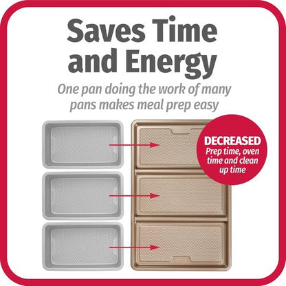 GoodCook Non-Stick Divided Sheet Pan - 3-in-1 Textured Baking Dish | 11 x 17-Inch Scratch-Resistant Carbon Steel