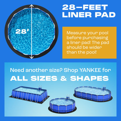 Yankee Pool Liner Pad, 28 Ft Round Puncture Proof Pool Mat, Above Ground Pool Liner Protector Against Tearing, Grass, Under Pool Pad to Prolong Swimming Pool Liner Life