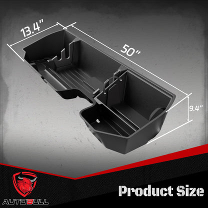 AutoBull Rear Underseat Storage Box For 2019-2026 Chevy Silverado/GMC Sierra 1500,Chevrolet Silverado/Sierra 2500HD 3500HD Double Cab &Crew Cab 2020-2026,Under Seat Storage Organizer w Bin & Mesh Net