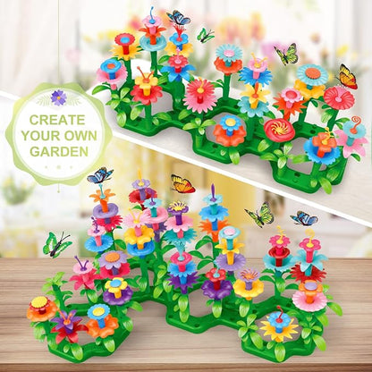 SpringFlower Toys for Girls 3 4 5 6 7 Years Old Flower Garden Building Kit with Storage caseEducational STEM Toy and Preschool Garden Play Set for Toddlers for Kids148pcs