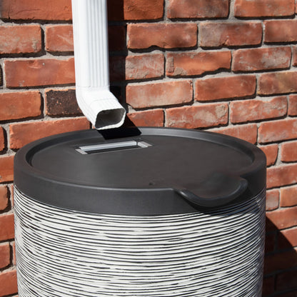 Newport 50‑Gallon Flat‑Back Rain Barrel with Stand & Planter Bundle – Slate | Removable Lid, UV-Stabilized Outdoor Water Storage