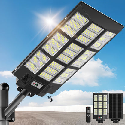 OKPRO 15000W Solar Street Lights Outdoor,Commercial Parking Lot Lights Dusk to Dawn, Waterproof Solar Security Flood Lights with Motion Sensor and Remote for Yard, Highways, Driveway,Farm