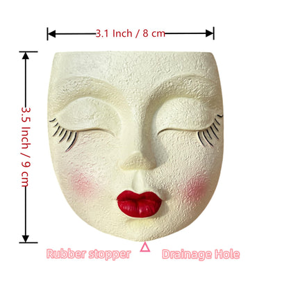 EylbKey Girl Face Flower Pot Small Lady Head Planter Funny Flower Pot for Cactus Lovely Resin Head Face Planter with Anti-Friction Pads Pale Yellow 1Pack