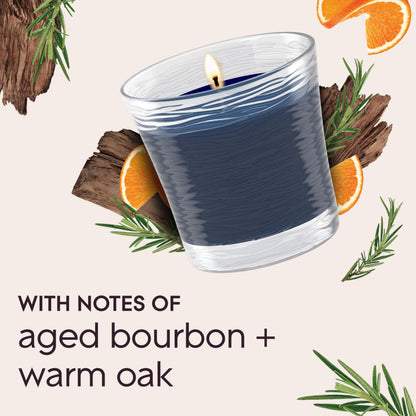 Glade 1-Wick Scented Candle Jar, Smooth Bourbon & Oak, Air Freshener Infused with Essential Oils, 4.08 Oz