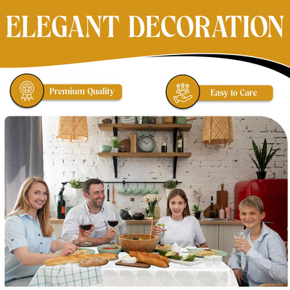 Majestic Giftware Velvet Tablecloths for Rectangle Tables | (70/160) - TC1406 Gold Geometric Print Hem Stitch Dining Table Cover | Decorative Washable Rectangle Tablecloth for Kitchen, Dinning, Party