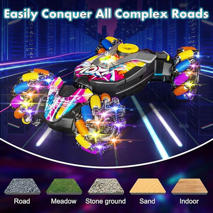 RC CarsGesture Sensing RC Stunt Car with Light &amp MusicCustom Command Operation4WD45° Driving360° Rotating2.4Ghz Remote Control Twist Car Toys for Kids Boys Age 4 5 6 7 8 9 10 11 12 Years Old
