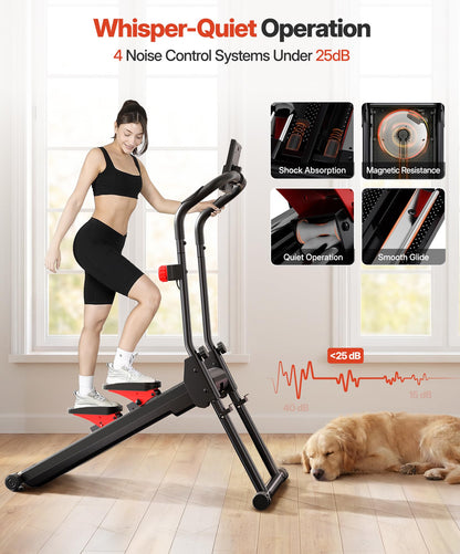 YOLEO Magnetic Stair Stepper for Home, 16-Level Resistance up to 130LB, Folding Stair Climber with 28'' Stride, Quiet Cardio Stair Machine with HR Sensor & 660LB Capacity