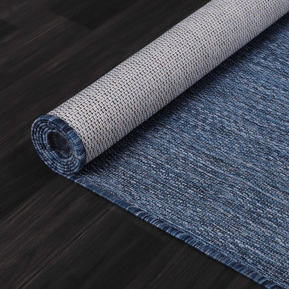 Beverly Rug Indoor Outdoor Rug 9x12, Washable Outside Carpet for Patio, Deck, Porch, Solid Modern Area Rug, Water Resistant, Azure Blue