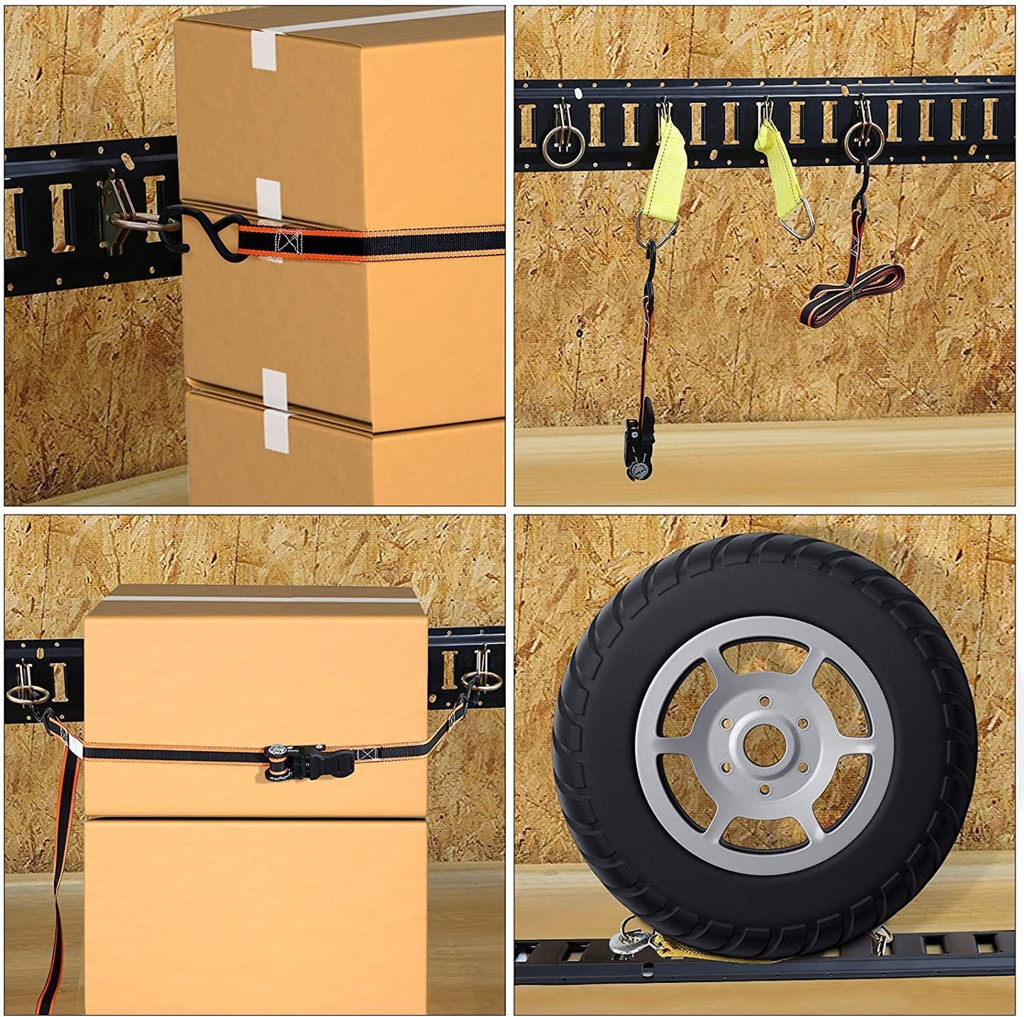 Trekassy 8ft E Track Rail Tie-Down Kit, 8' Etrack Rails(4Pack, 48 Slots/Rail) & 10 E Track Accessories for Trailer Tie Down System, Trucks, Vans, Garages
