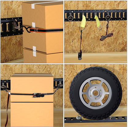 Trekassy 8ft E Track Rail Tie-Down Kit, 8' Etrack Rails(4Pack, 48 Slots/Rail) & 10 E Track Accessories for Trailer Tie Down System, Trucks, Vans, Garages
