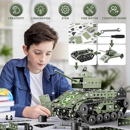 Lucky Doug STEM Building Projects Model Army Tank Set - 284 Pieces STEM Project Building Toys for Kids Ages 8-12 Assembly Science Kit Educational Toys Gift for Kids Boys 7 8 9 10 11 12-16 Years Old