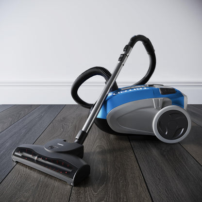 Prolux Tritan Bagged Canister Vacuum Cleaner, HEPA Filtration, Complete Home Care Tool Kit, Pet Hair No More, Adjustable Power Setting, Blue