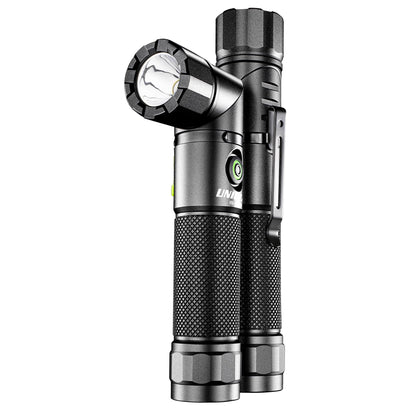 Unilite FR-1200 Right Angle Flashlight – 1200 Lumen LED, 90° Rotating Head, USB-C Rechargeable, Magnetic Base, IP65 Water & Dust Resistant, Impact Resistant, Pocket Clip Included