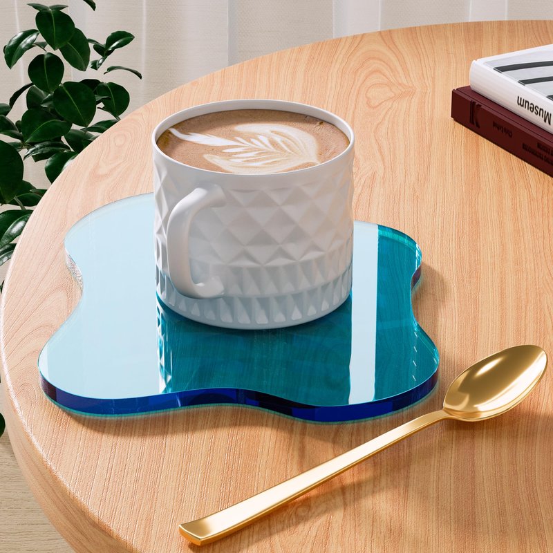 Leadiy Acrylic Coaster for Desk, Clear Bar Drink Coaster, Clear Cloud Shape Coffee Cup Coaster, Perfect for Tabletop Protection and Accessories Display.