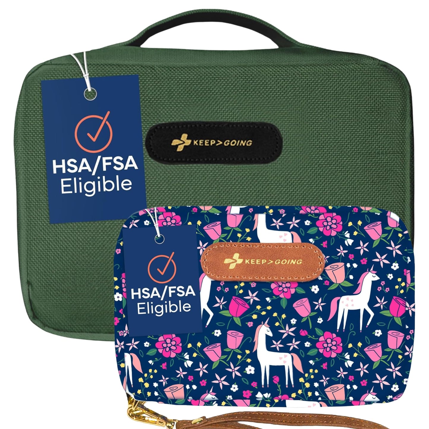 Keep Going Travel First Aid Kit Bundle of 2 Kits, First Aid Kit for Car, Home, Dorm, & Boat with Latex-Free Bandages – Travel Kit Bundle for Families