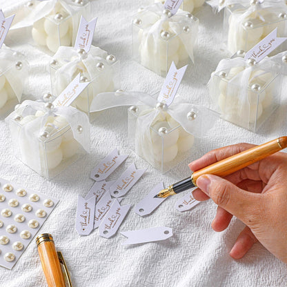 Nuanchu 12 Sets Bridal Shower Favors White 1.6" Mini Bubble Candles Wedding Favors Gifts for Guests Aesthetic Bubble Candles Baby Shower Favor with Thank You Card Ribbon for DIY Baptism Gift