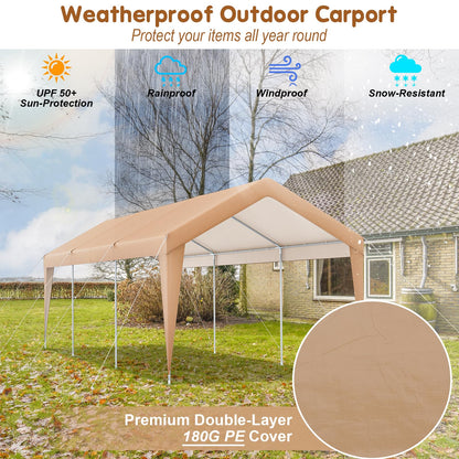 Tangkula 10x20 Ft Heavy-Duty Carport, Portable Garage Tent Carport with Galvanized Steel Frame, All-Season Tarp, Outdoor Car Canopy Shelter for Car, Truck, SUV, Boat