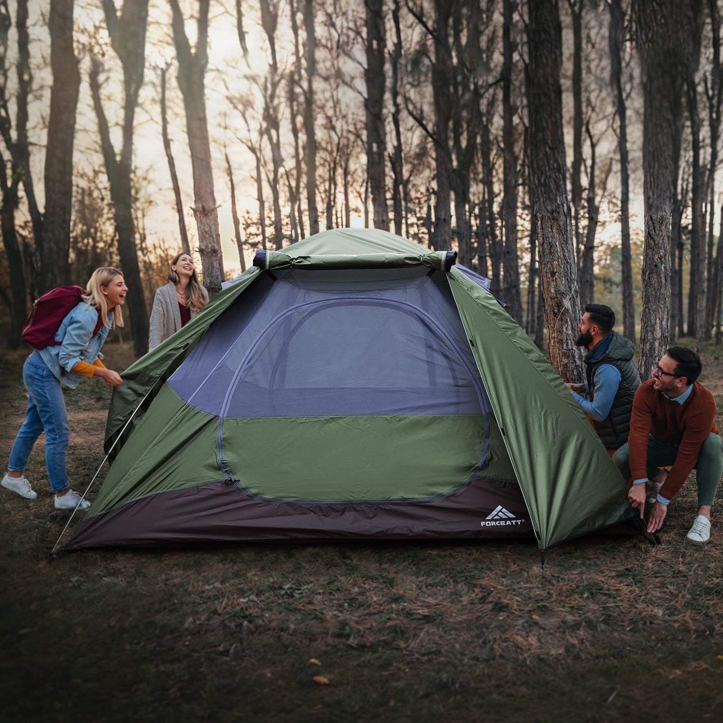Forceatt 4 Person Camping Tent, Professional Waterproof & Windproof. Lightweight Backpacking Tent Suitable for Camping,Hiking, Outdoor, Mountaineering and Travel