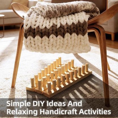 ARTACE 46" Chunky Blanket Loom, Large Adjustable Wooden Loom Frame, Hand Knitting Kit for Adults Beginners, DIY Chunky Throw Blanket Making Kit