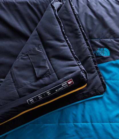 THE NORTH FACE Dolomite One 15F / -9C, 3-in-1 Insulated Sleeping Bag - Water Repellent, Rectangular Shape, Fleece Lined, Hyper Blue/Radiant Yellow-NPF, Regular