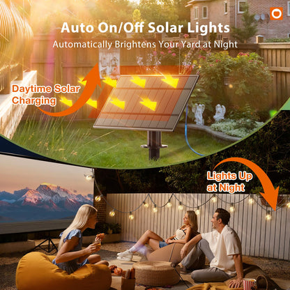 addlon 200FT(2 Pack*100FT) Solar String Lights Outdoor Waterproof with Remote, Dimmable Commercial Grade Solar Powered String Lights with 108 LED Bulbs, Hanging Light for Backyard Party Decor