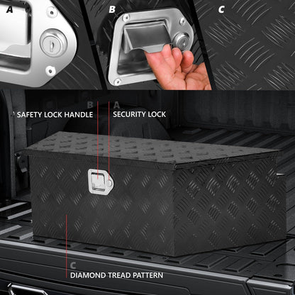 DNA MOTORING Trailer Tongue Box, Lockable Aluminum Storage Box for Truck Bed, 38" X 14.25" X 12", Black, TBOX-T5-002-BK