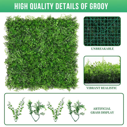 Grooy 20"x20" Artificial Hedge Grass Wall, 12PCS Boxwood Panels(33.33 sq.ft), Greenery Backdrop Panles, UV Protected Privacy Fence Screen, Green Wall Decor for Outdoor Indoor Wedding Décor