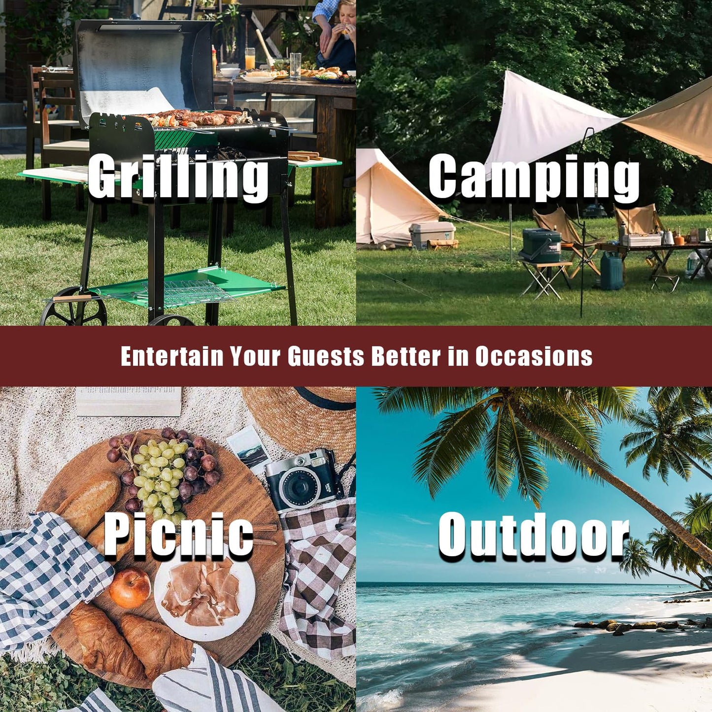 GUAGUA Ice Cooler Table - Portable Bar Table for Events Outdoor Cooler Stand with Drain for Parties Drink Foldable Picnic Table Party (WhiteA)