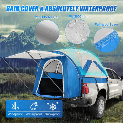 Nilight Truck Bed Tent 5.0-5.5FT Pickup Truck Tents with Removable Awning Waterproof PU2000mm Double Layer Rainfly Storage Bag 2-Person Sleeping Tailgate Bed Tents for Camping Travel Outdoor,Blue Grey