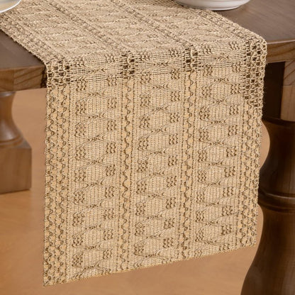 MLMW Boho Table Runner 36 inches Small Coffee Table Runner Rustic Burlap Macrame Jute Table Runner Dresser Runners for Bedroom Living Room Home Decor
