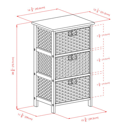 Winsome Omaha Home Storage Rack with 3 Baskets, Stackable Storage Bins for Home Organizing, Functional Furniture for Bedroom, Living Room, Office, Entryway