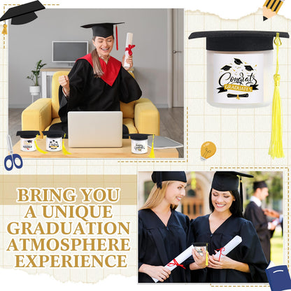 Conelist 48Pcs Graduation Scented Candles Gifts Set for Her Him Include 24 Pcs 7oz Jar Soy Wax Candles and 24 Pcs Mini Graduation Cap for Masters Degree College High School Graduate Gifts