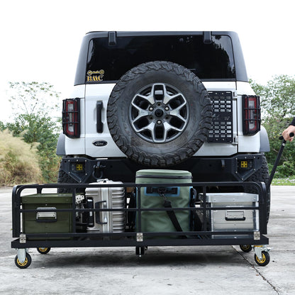 Garvee Foldable Hitch Mount Cargo Carrier with Wheels & Handle, 750 Lbs Heavy Duty Steel Hitch Racks for 2'' Receiver, Folding Luggage Racks for Trailers, RVs, SUVs, Rust-Resistant